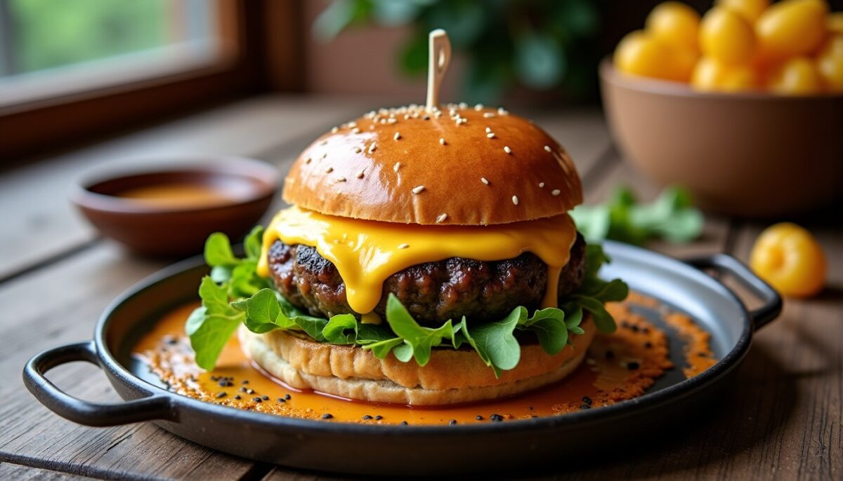 Burger à la raclette et sa sauce onctueuse : la recette idéale pour un moment gourmand et chaleureux